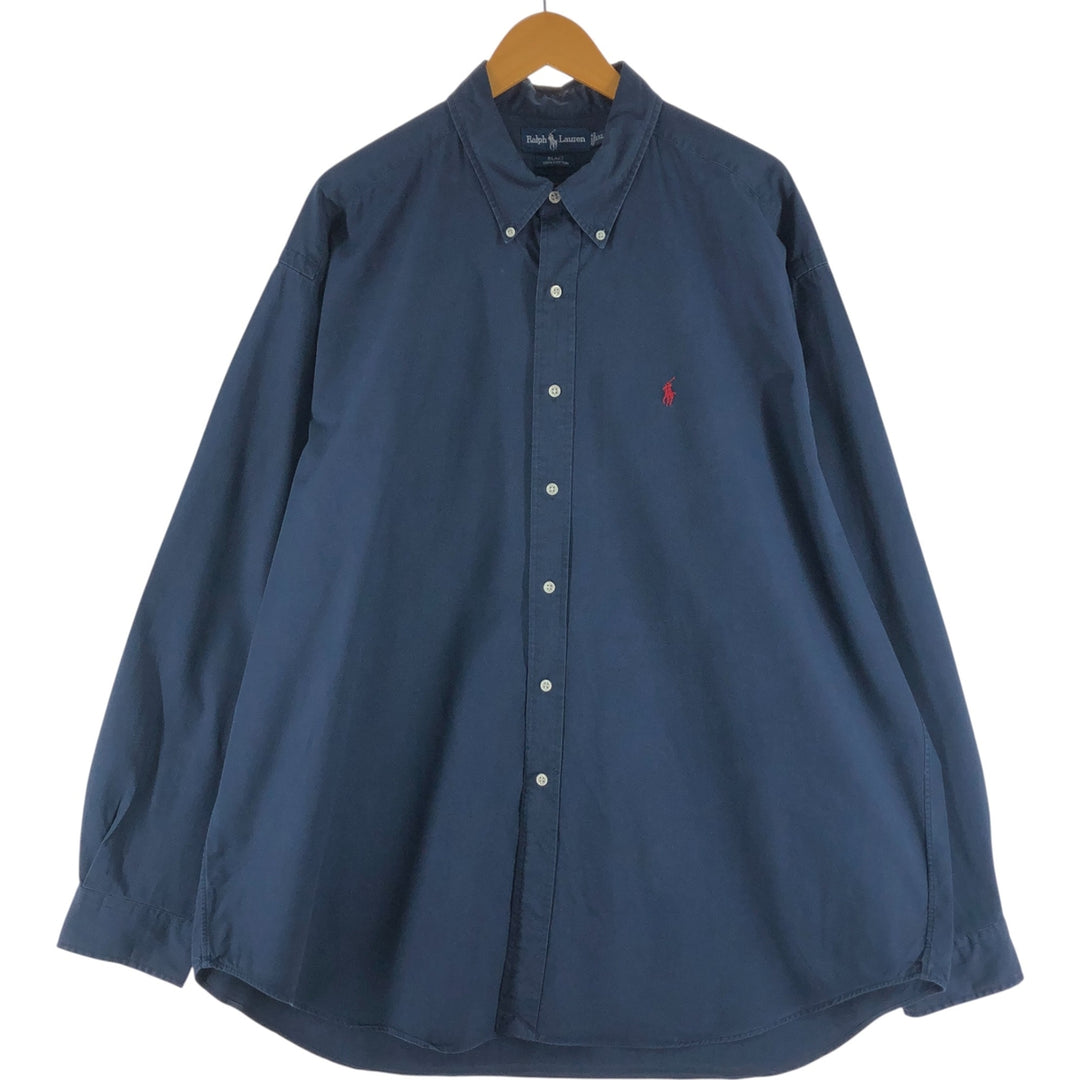 Ralph Lauren BLAKE long sleeve button down shirt, men's size XXL cotton Navy blue Vintage Second Hand