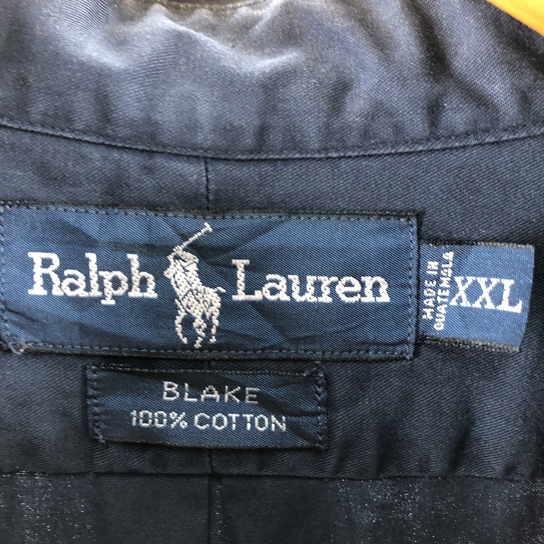 Ralph Lauren BLAKE long sleeve button down shirt, men's size XXL cotton Navy blue Vintage Second Hand