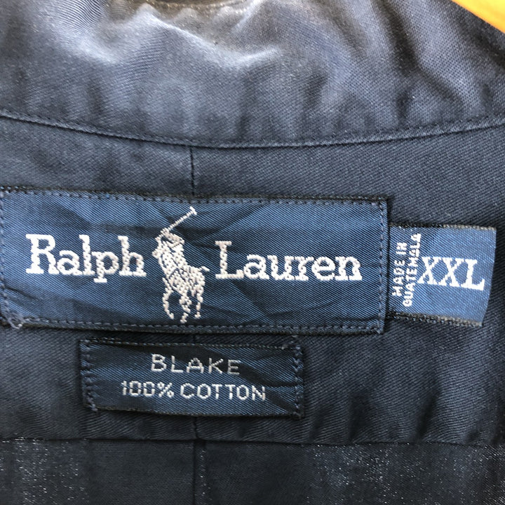 Ralph Lauren BLAKE long sleeve button down shirt, men's size XXL cotton Navy blue Vintage Second Hand