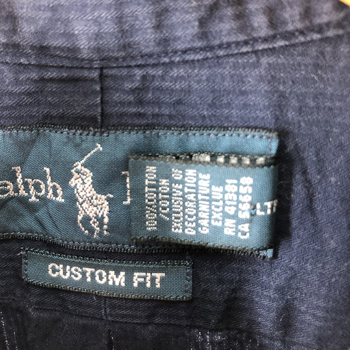 Ralph Lauren CUSTOM FIT long sleeve button down shirt, men's size L cotton Navy blue Vintage Second Hand