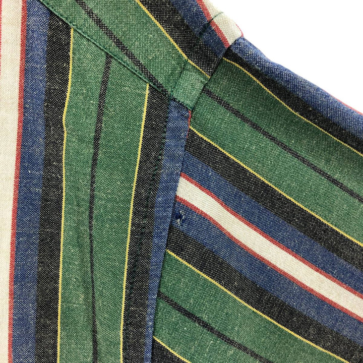 LANDS' END Short Sleeve Button Down Striped Shirt Men's XL cotton green type Vintage Second Hand