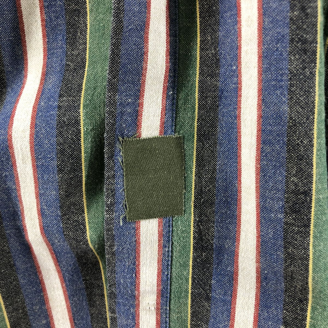 LANDS' END Short Sleeve Button Down Striped Shirt Men's XL cotton green type Vintage Second Hand