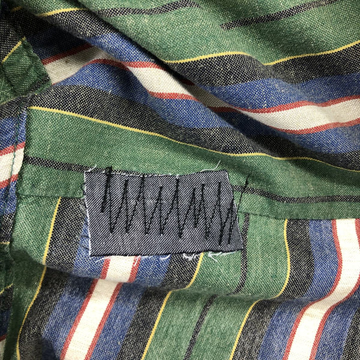 LANDS' END Short Sleeve Button Down Striped Shirt Men's XL cotton green type Vintage Second Hand