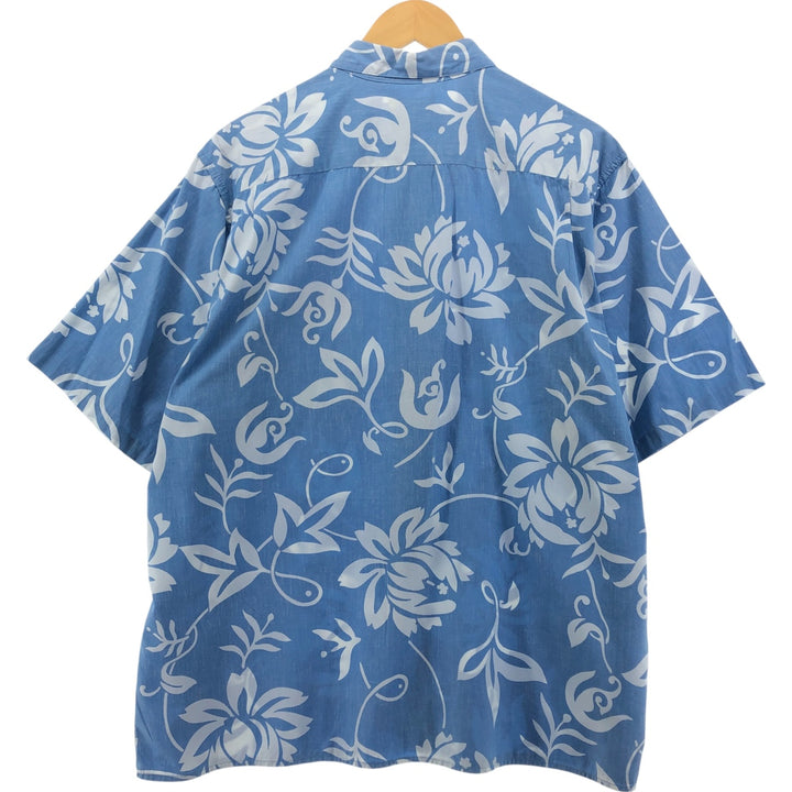 90'S Reyn Spooner COMMEMORATIVE CLASSICS Hibiscus Pattern Box Shirt, Hawaiian Aloha Shirt, Made in Hawaii cotton Blue type light blue Vintage Second Hand