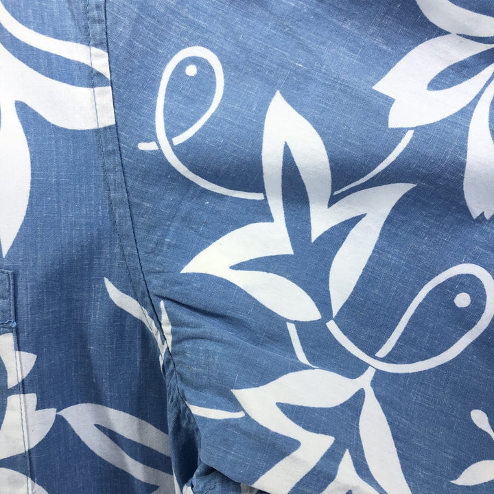 90'S Reyn Spooner COMMEMORATIVE CLASSICS Hibiscus Pattern Box Shirt, Hawaiian Aloha Shirt, Made in Hawaii cotton Blue type light blue Vintage Second Hand