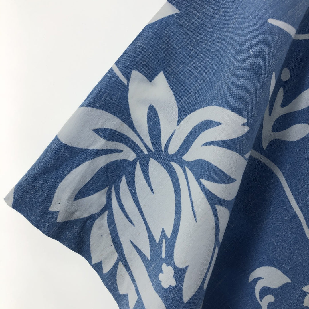 90'S Reyn Spooner COMMEMORATIVE CLASSICS Hibiscus Pattern Box Shirt, Hawaiian Aloha Shirt, Made in Hawaii cotton Blue type light blue Vintage Second Hand