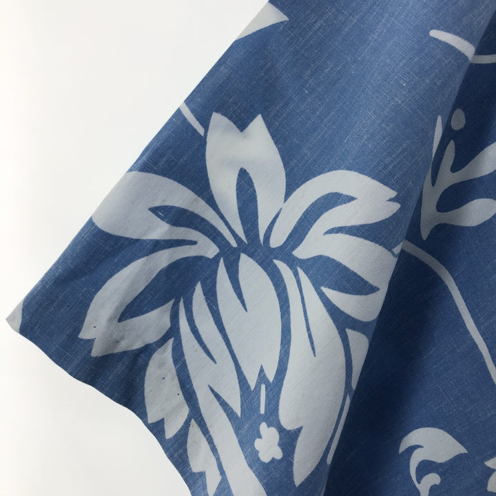 90'S Reyn Spooner COMMEMORATIVE CLASSICS Hibiscus Pattern Box Shirt, Hawaiian Aloha Shirt, Made in Hawaii cotton Blue type light blue Vintage Second Hand