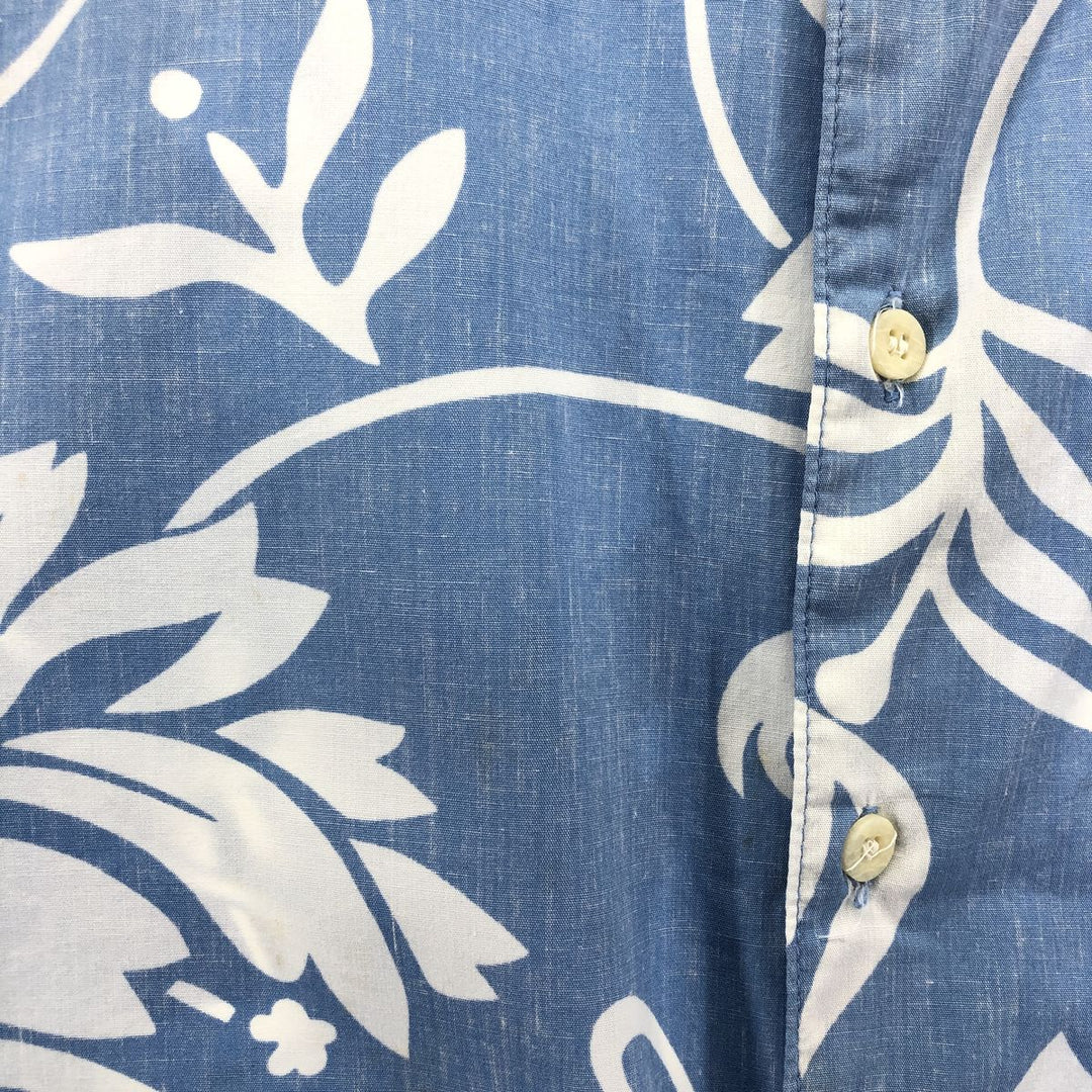 90'S Reyn Spooner COMMEMORATIVE CLASSICS Hibiscus Pattern Box Shirt, Hawaiian Aloha Shirt, Made in Hawaii cotton Blue type light blue Vintage Second Hand