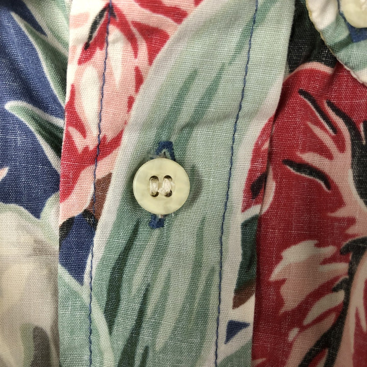 90'S Reyn Spooner Swimwear Tag Hibiscus Pattern Button-down Aloha Shirt Made in Hawaii Men's Medium Vintage cotton navy blue type Vintage Second Hand