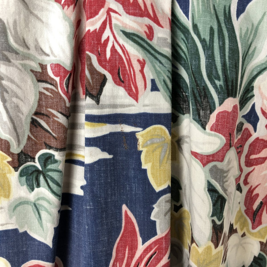 90'S Reyn Spooner Swimwear Tag Hibiscus Pattern Button-down Aloha Shirt Made in Hawaii Men's Medium Vintage cotton navy blue type Vintage Second Hand