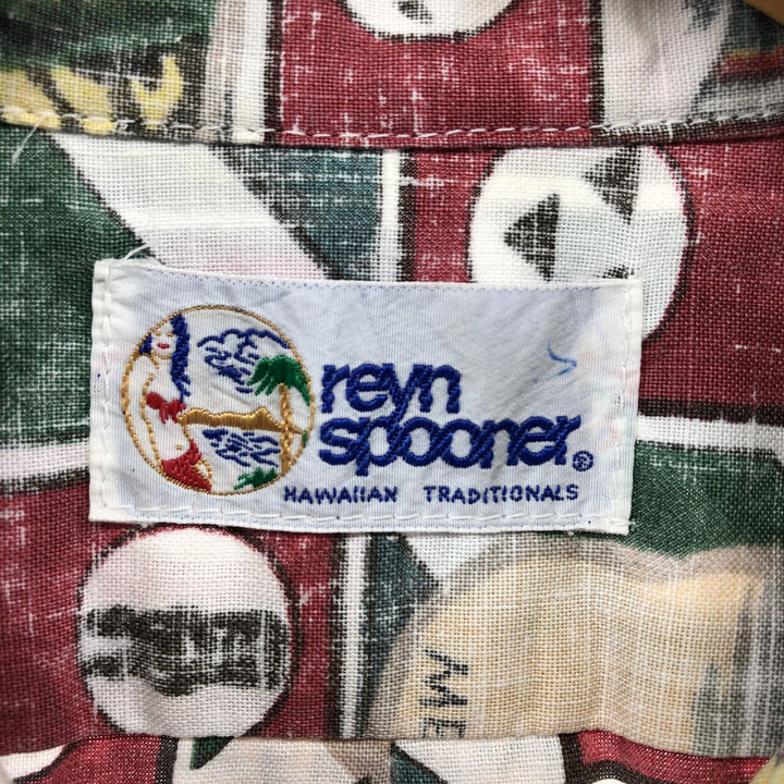 90'S Reyn Spooner swimsuit tag, bikini tag, all-over print, Hawaiian aloha shirt, men's size L, vintage unclear green type Vintage Second Hand