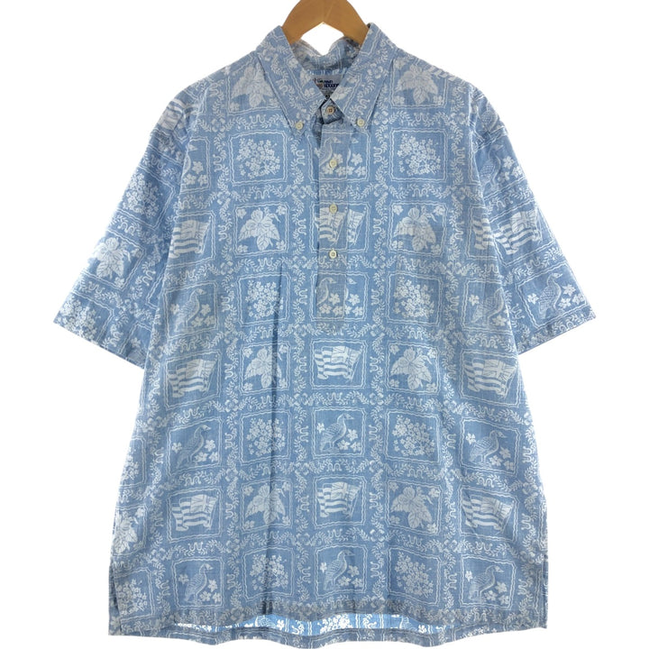 90'S Reyn Spooner Swimsuit Tag All-Over Print Button-Down Hawaiian Aloha Shirt Box Shirt Made in Hawaii Men's XXL cotton Blue type light blue Vintage Second Hand