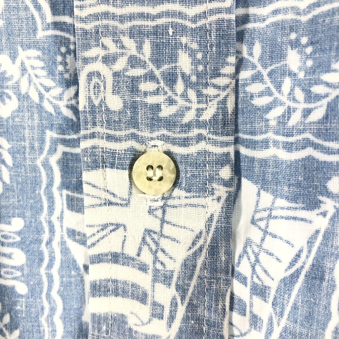 90'S Reyn Spooner Swimsuit Tag All-Over Print Button-Down Hawaiian Aloha Shirt Box Shirt Made in Hawaii Men's XXL cotton Blue type light blue Vintage Second Hand