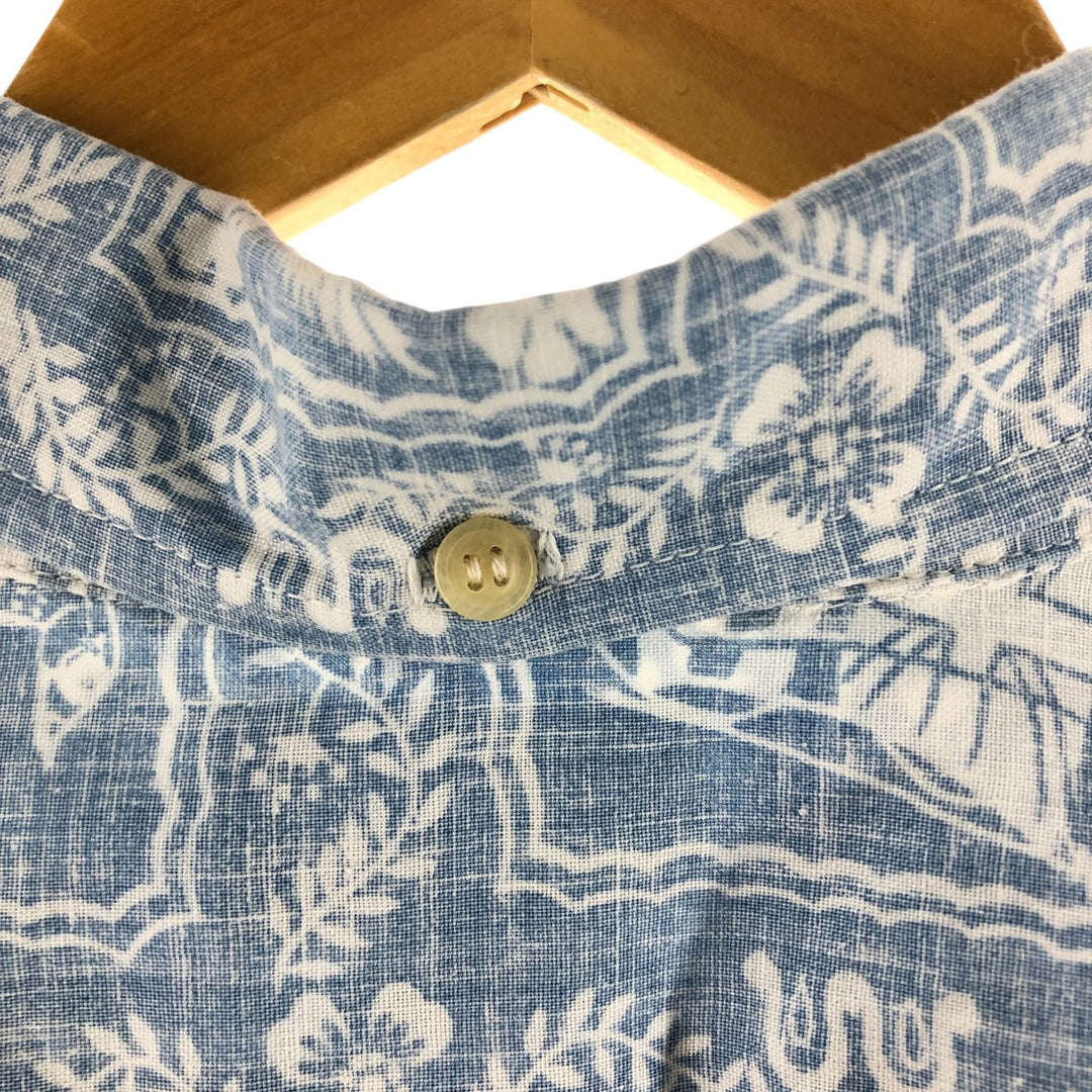 90'S Reyn Spooner Swimsuit Tag All-Over Print Button-Down Hawaiian Aloha Shirt Box Shirt Made in Hawaii Men's XXL cotton Blue type light blue Vintage Second Hand
