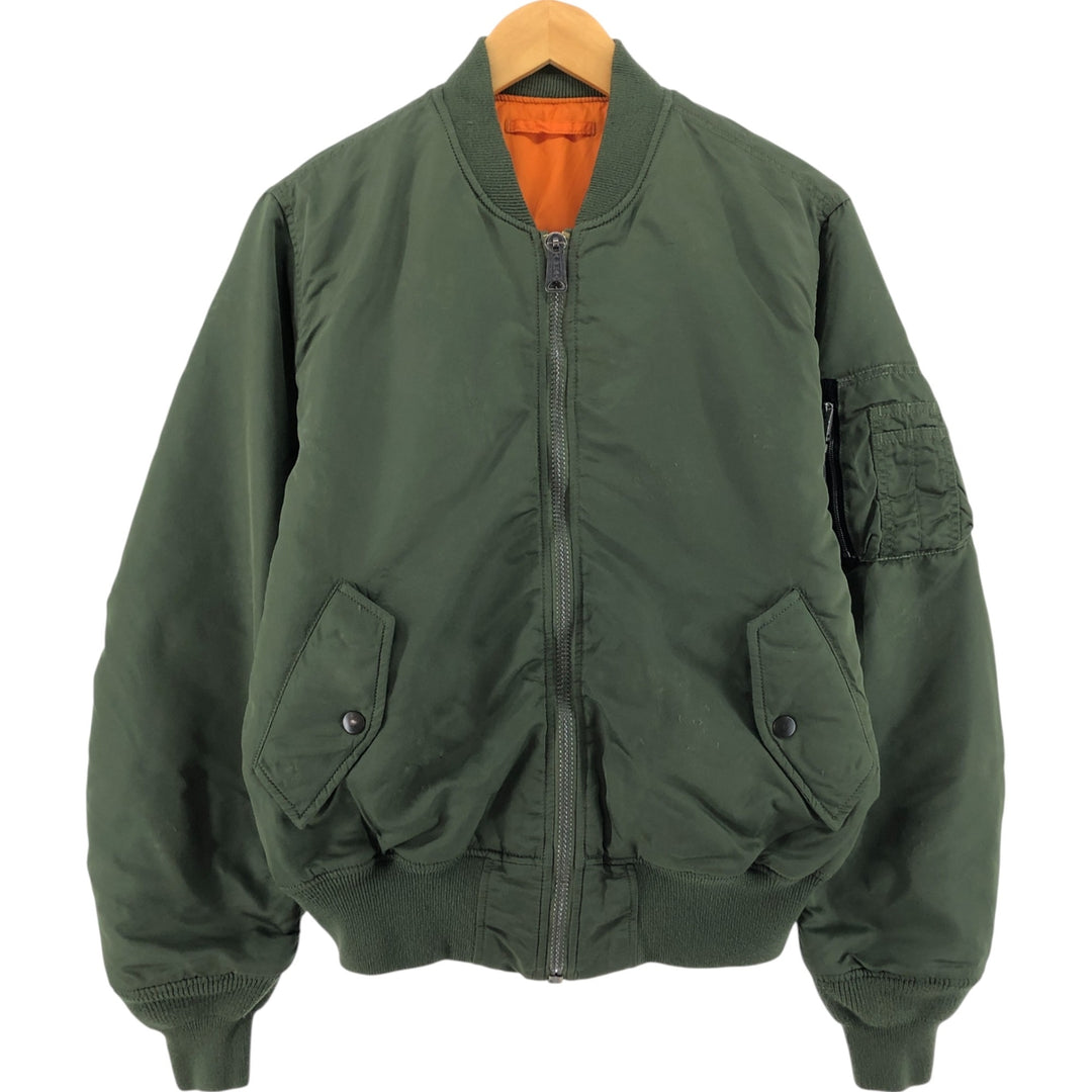 Civilian Alpha ALPHA MA-1 Type Back Print Military Flight Jacket SMALL Men's S equivalent Nylon Khaki type Vintage Second Hand