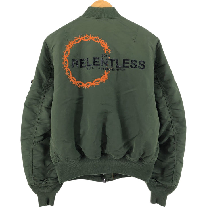 Civilian Alpha ALPHA MA-1 Type Back Print Military Flight Jacket SMALL Men's S equivalent Nylon Khaki type Vintage Second Hand