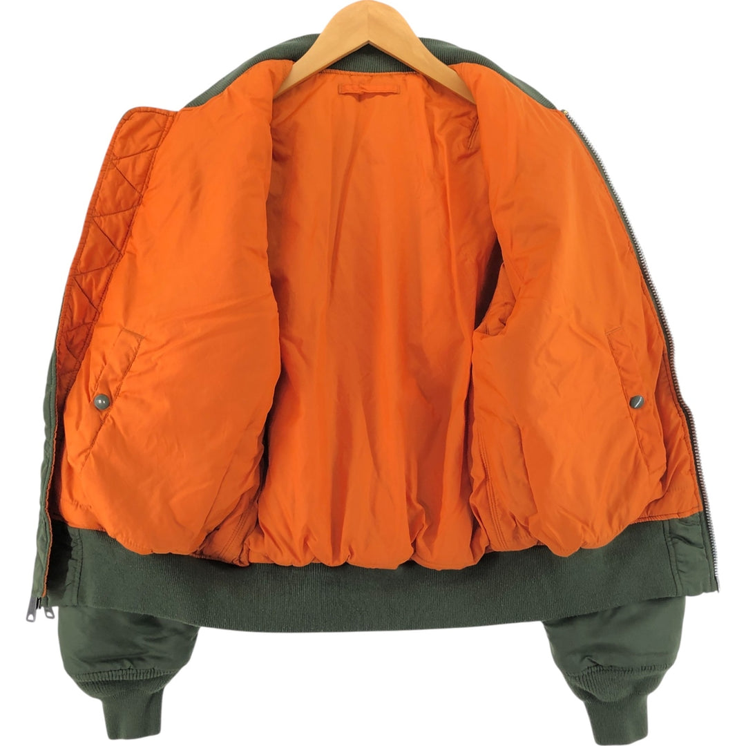 Civilian Alpha ALPHA MA-1 Type Back Print Military Flight Jacket SMALL Men's S equivalent Nylon Khaki type Vintage Second Hand