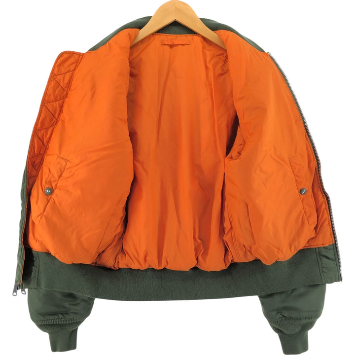 Civilian Alpha ALPHA MA-1 Type Back Print Military Flight Jacket SMALL Men's S equivalent Nylon Khaki type Vintage Second Hand