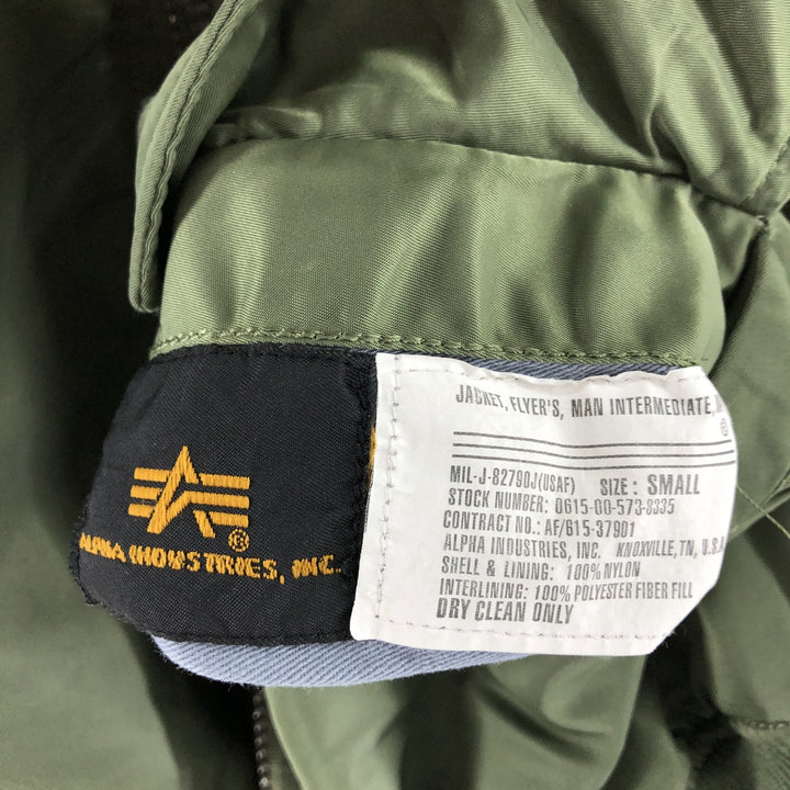 Civilian Alpha ALPHA MA-1 Type Back Print Military Flight Jacket SMALL Men's S equivalent Nylon Khaki type Vintage Second Hand