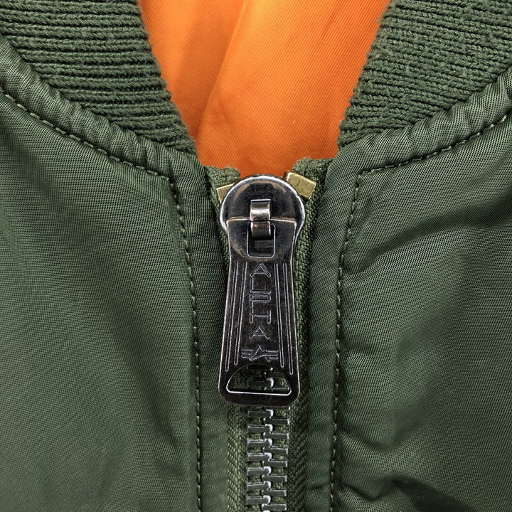 Civilian Alpha ALPHA MA-1 Type Back Print Military Flight Jacket SMALL Men's S equivalent Nylon Khaki type Vintage Second Hand