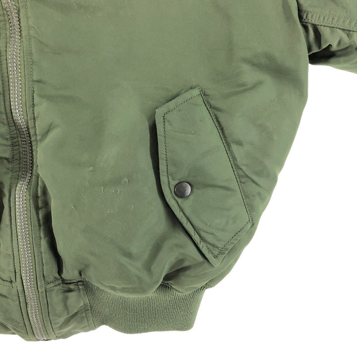 Civilian Alpha ALPHA MA-1 Type Back Print Military Flight Jacket SMALL Men's S equivalent Nylon Khaki type Vintage Second Hand