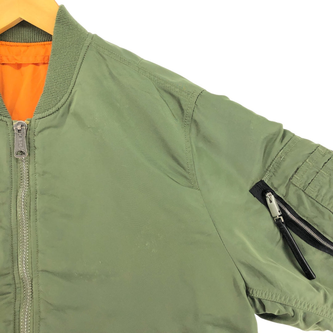 Civilian Alpha ALPHA MA-1 Type Back Print Military Flight Jacket SMALL Men's S equivalent Nylon Khaki type Vintage Second Hand