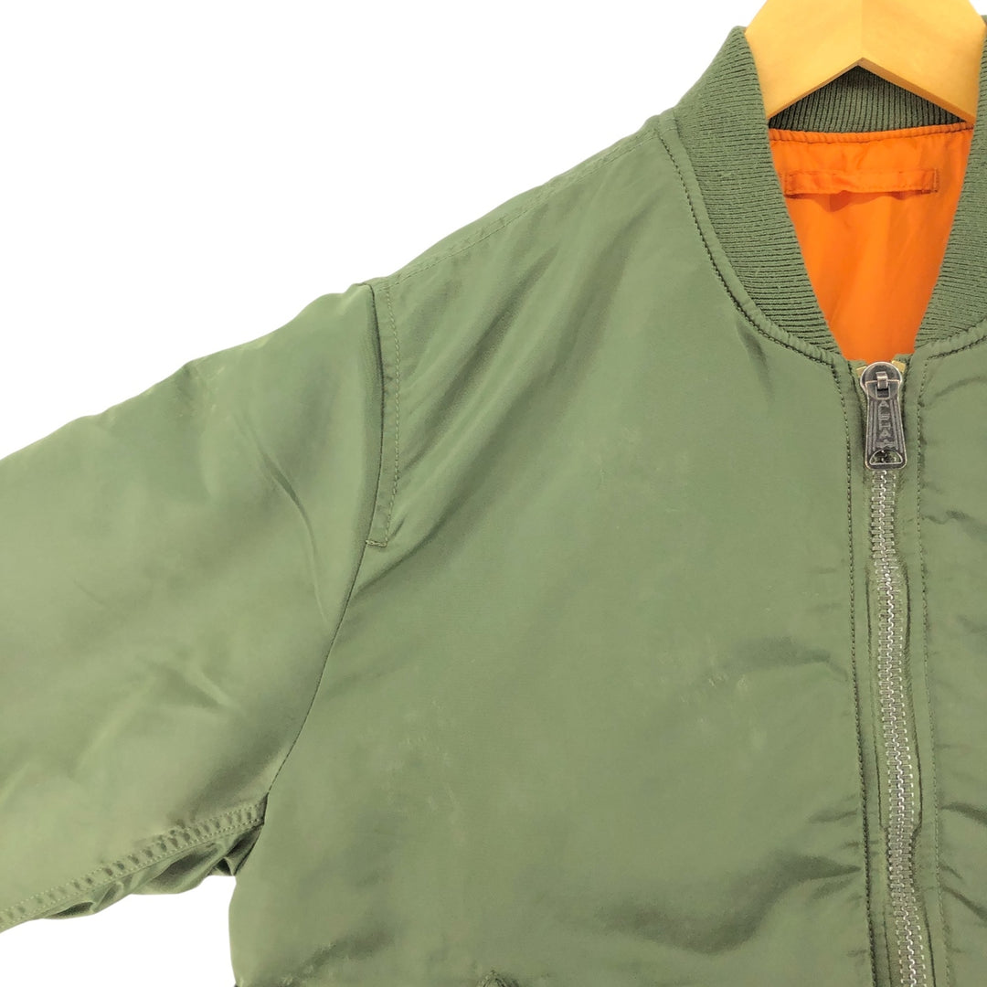 Civilian Alpha ALPHA MA-1 Type Back Print Military Flight Jacket SMALL Men's S equivalent Nylon Khaki type Vintage Second Hand