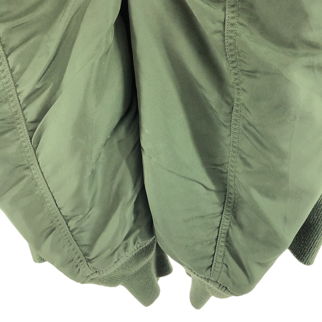 Civilian Alpha ALPHA MA-1 Type Back Print Military Flight Jacket SMALL Men's S equivalent Nylon Khaki type Vintage Second Hand