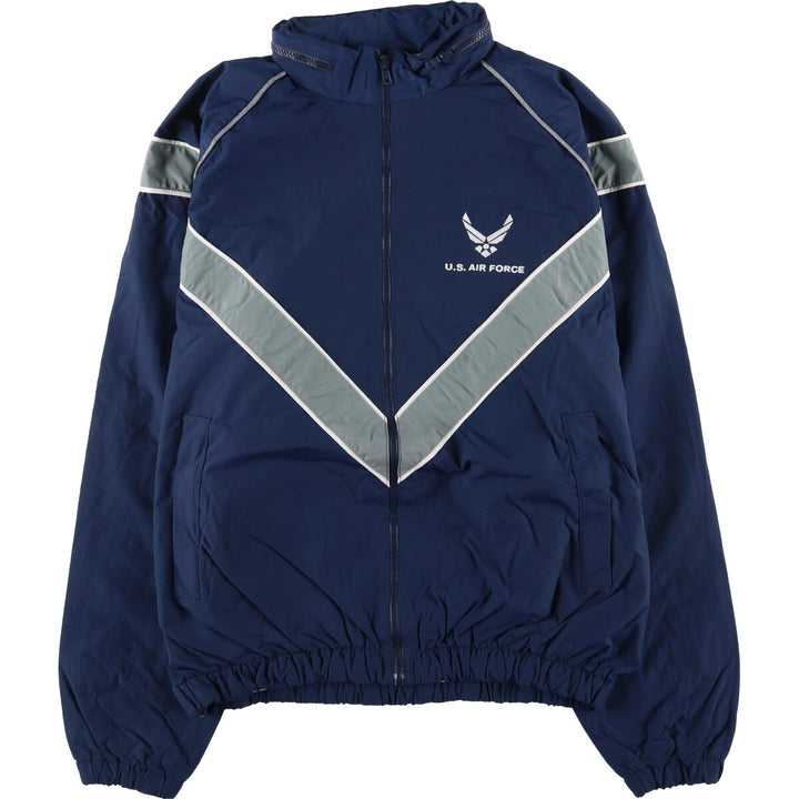 Genuine US military USAIR FORCE SKILCRAFT PTU training jacket, nylon jacket, made in USA, LARGE Nylon navy blue type Vintage Second Hand