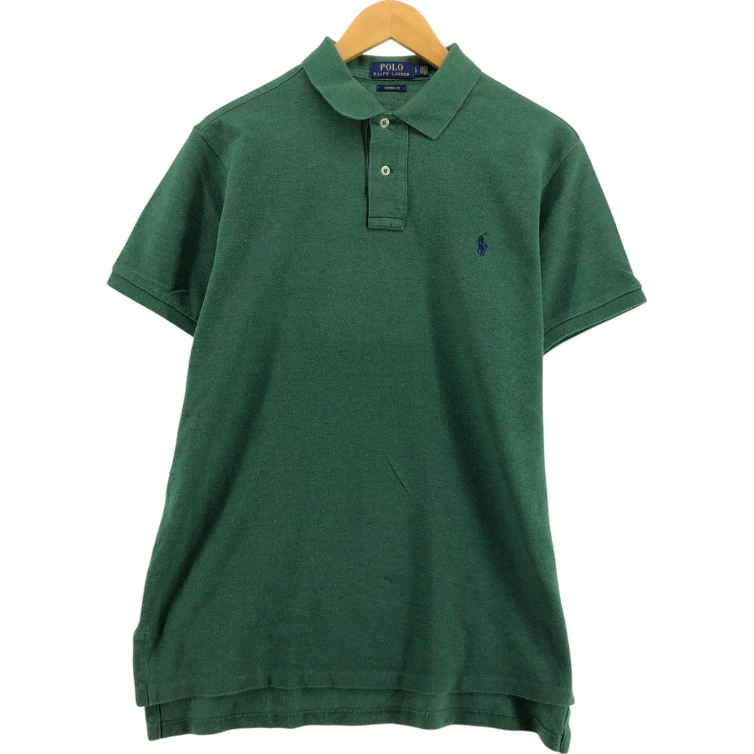 Ralph Lauren POLO RALPH LAUREN CUSTOM FIT short sleeve polo shirt men's size L cotton green type Vintage Second Hand