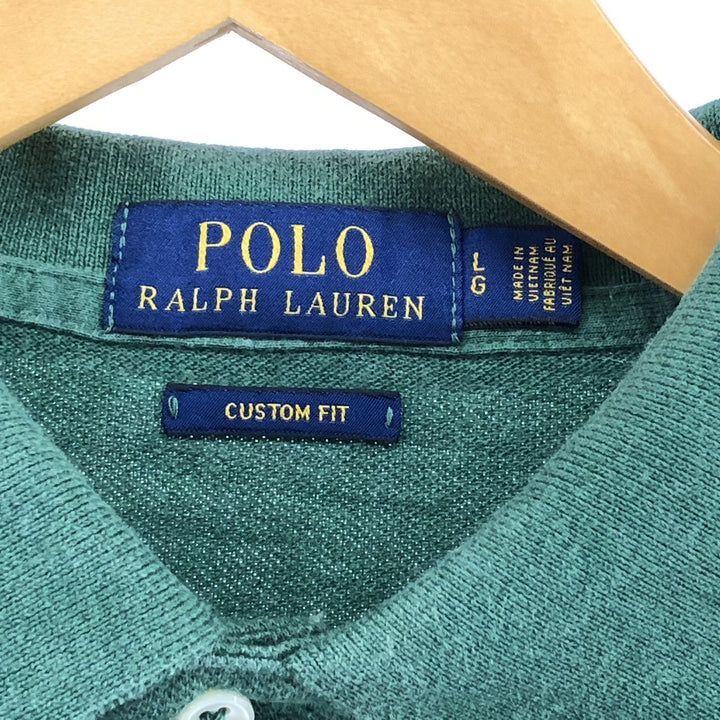 Ralph Lauren POLO RALPH LAUREN CUSTOM FIT short sleeve polo shirt men's size L cotton green type Vintage Second Hand