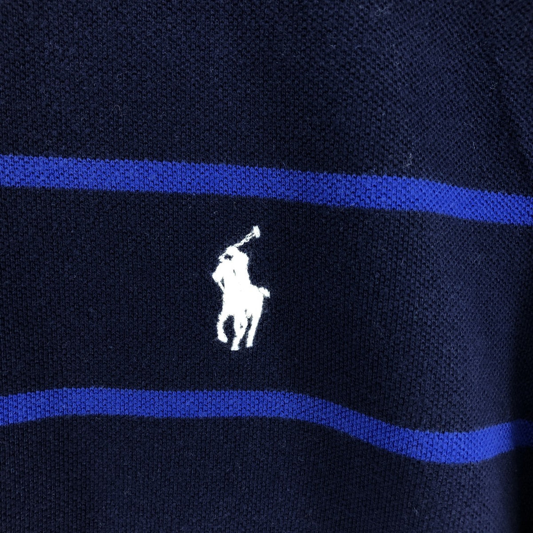 Ralph Lauren POLO RALPH LAUREN CUSTOM FIT short sleeve striped polo shirt men's size L cotton navy blue type Vintage Second Hand