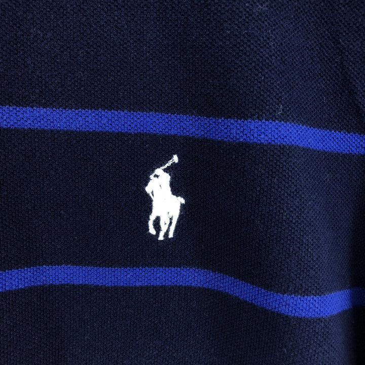 Ralph Lauren POLO RALPH LAUREN CUSTOM FIT short sleeve striped polo shirt men's size L cotton navy blue type Vintage Second Hand