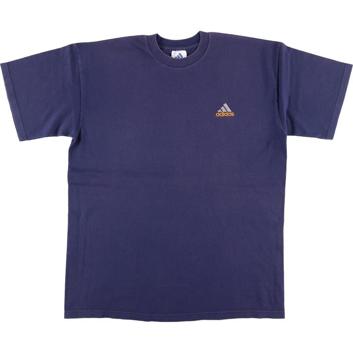 00'S adidas One Point Logo T-shirt Made in USA Men's L size cotton navy blue type Vintage Second Hand