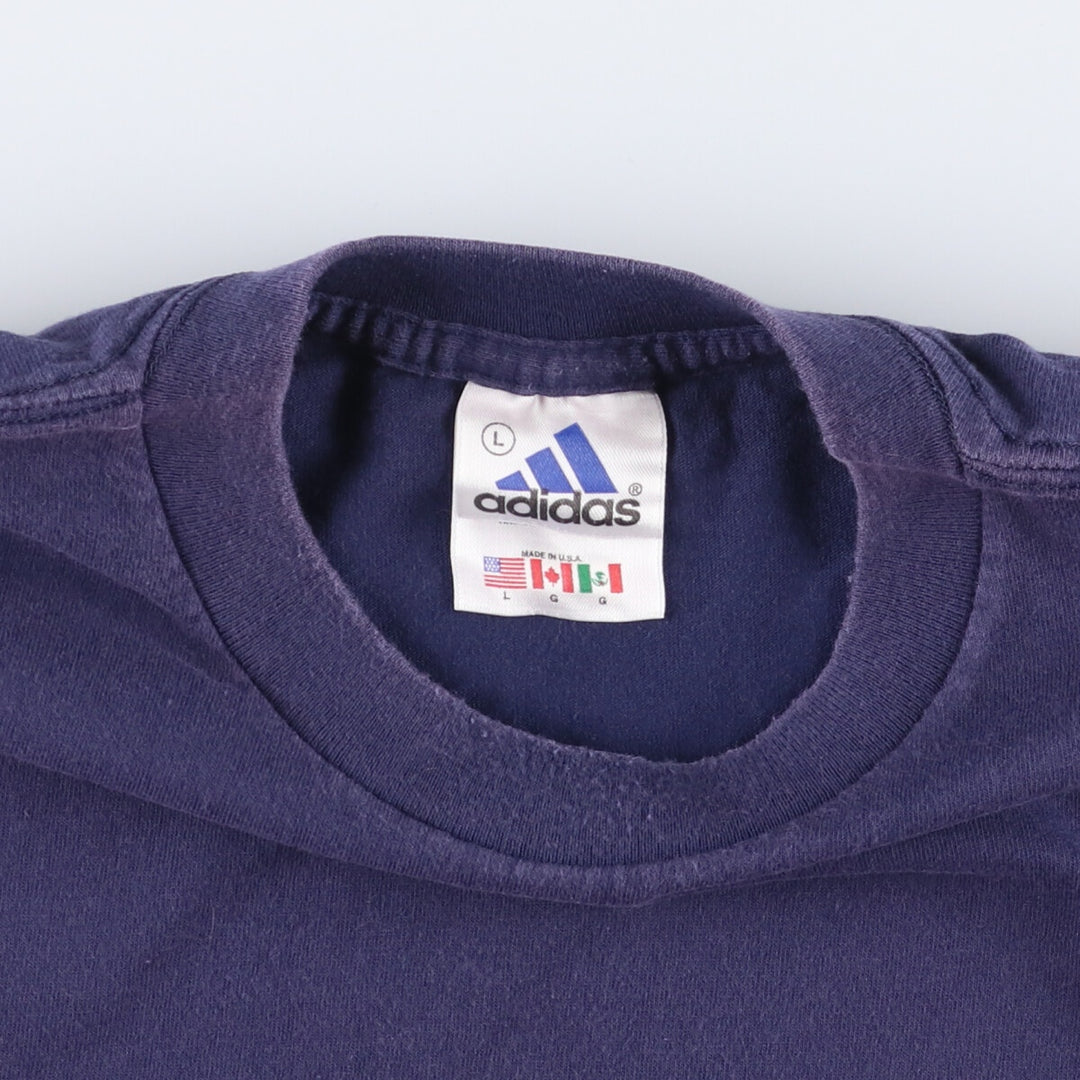 00'S adidas One Point Logo T-shirt Made in USA Men's L size cotton navy blue type Vintage Second Hand