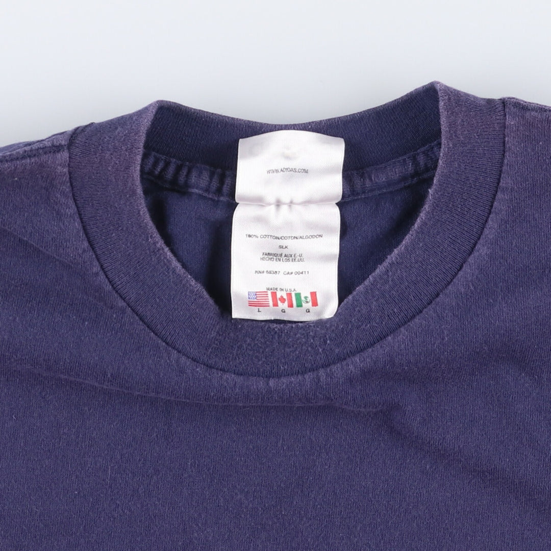 00'S adidas One Point Logo T-shirt Made in USA Men's L size cotton navy blue type Vintage Second Hand