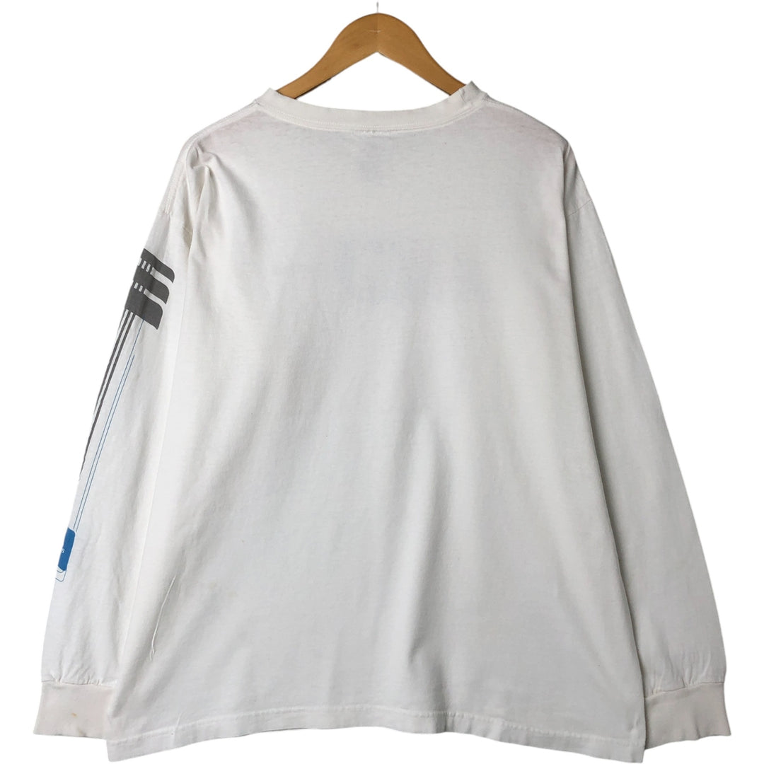 00'S Adidas long T-shirt, men's size L cotton white type Vintage Second Hand