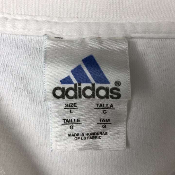 00'S Adidas long T-shirt, men's size L cotton white type Vintage Second Hand