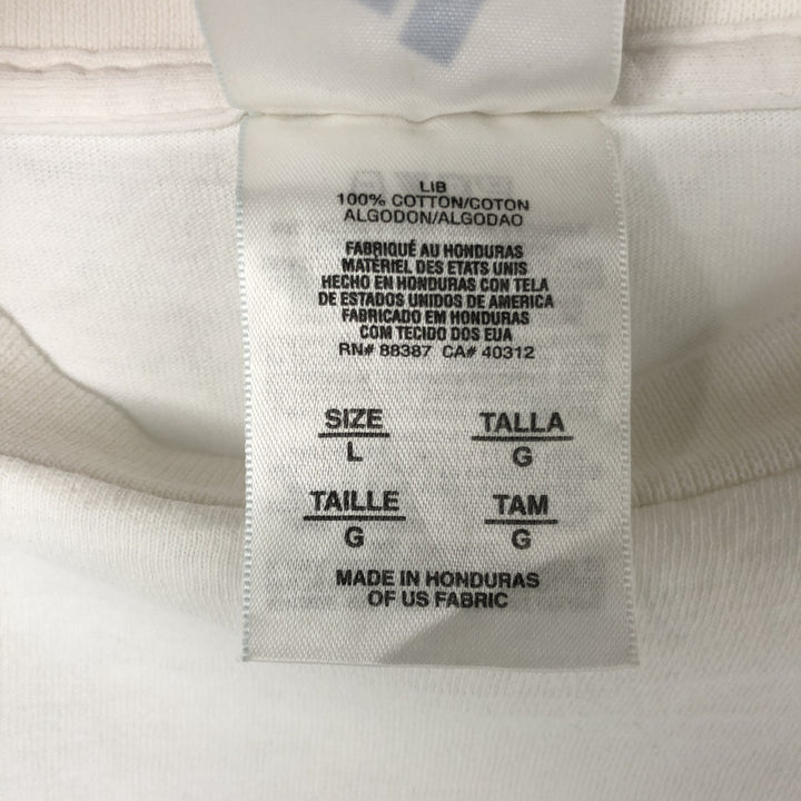 00'S Adidas long T-shirt, men's size L cotton white type Vintage Second Hand