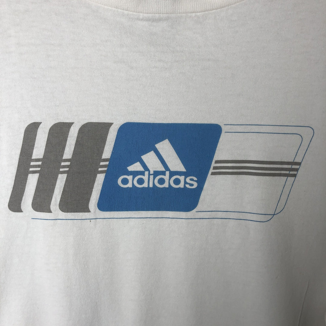 00'S Adidas long T-shirt, men's size L cotton white type Vintage Second Hand