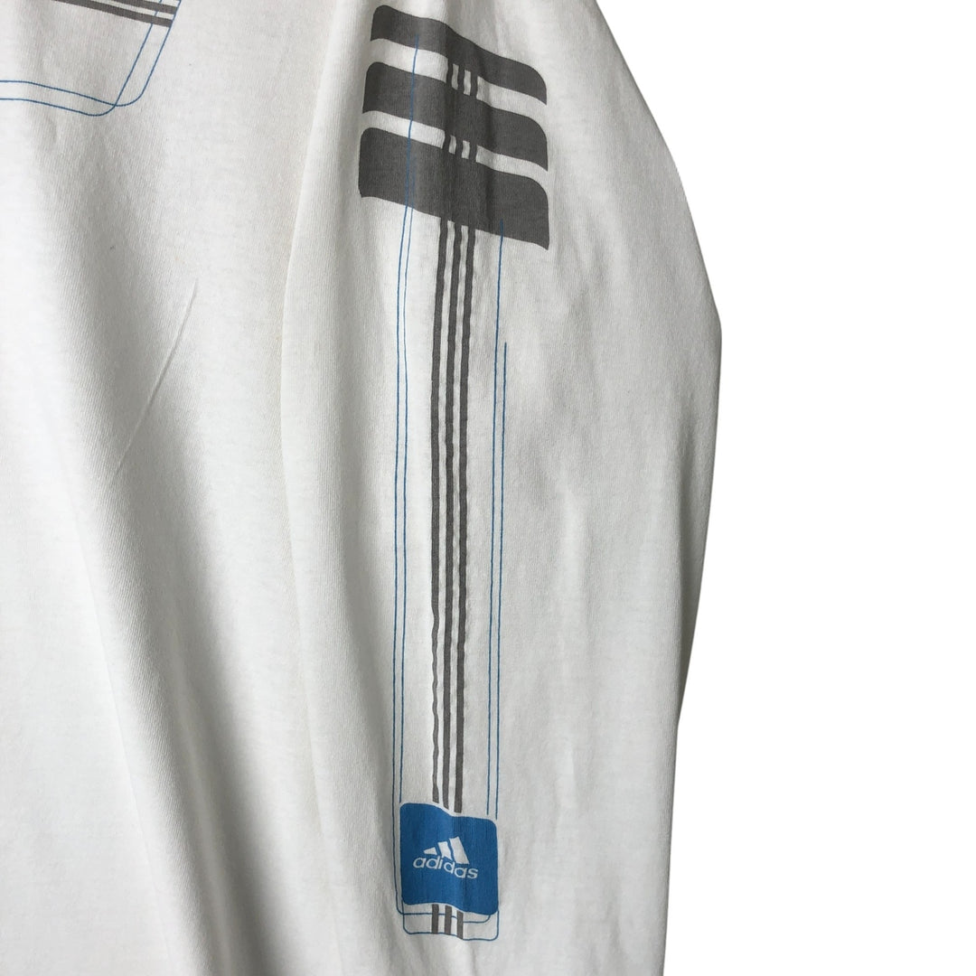00'S Adidas long T-shirt, men's size L cotton white type Vintage Second Hand