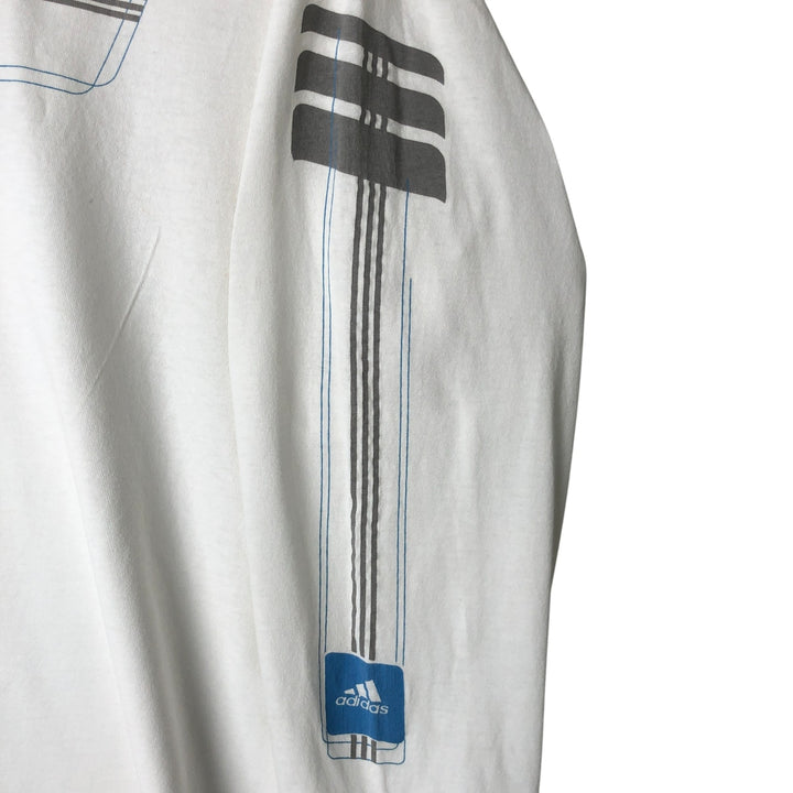 00'S Adidas long T-shirt, men's size L cotton white type Vintage Second Hand