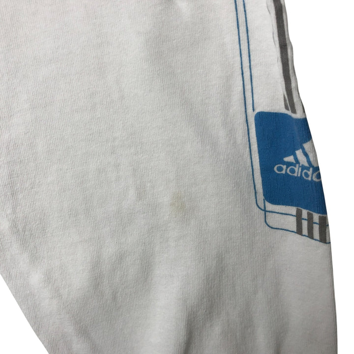 00'S Adidas long T-shirt, men's size L cotton white type Vintage Second Hand