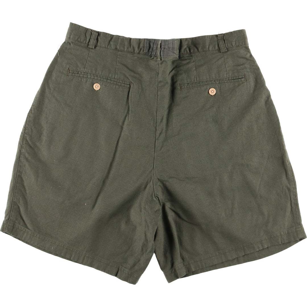 90'S Timberland WEATHERGEAR Two-pleat Linen Shorts, Men's, W34 equivalent, Vintage unclear Khaki type sage green Vintage Second Hand