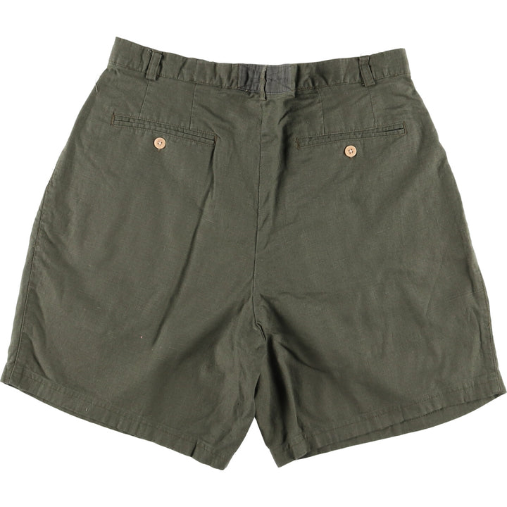 90'S Timberland WEATHERGEAR Two-pleat Linen Shorts, Men's, W34 equivalent, Vintage unclear Khaki type sage green Vintage Second Hand