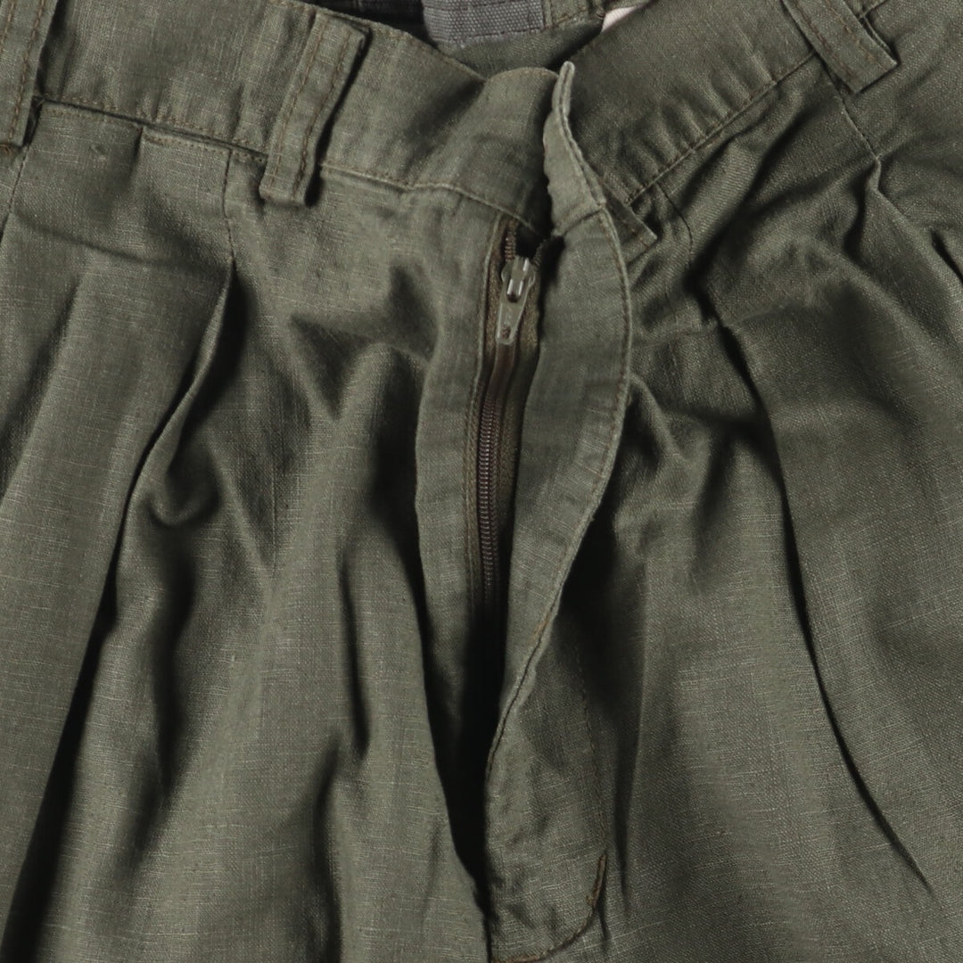 90'S Timberland WEATHERGEAR Two-pleat Linen Shorts, Men's, W34 equivalent, Vintage unclear Khaki type sage green Vintage Second Hand