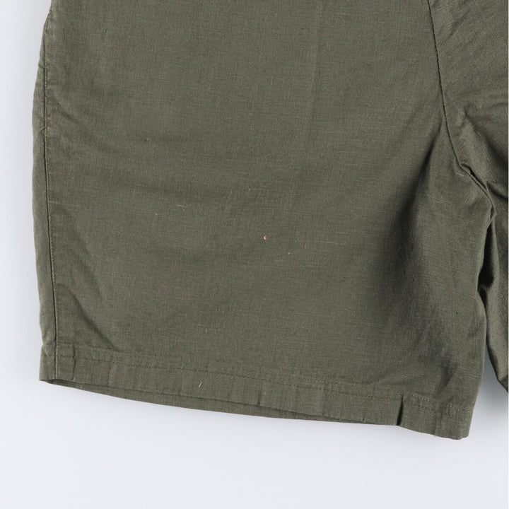 90'S Timberland WEATHERGEAR Two-pleat Linen Shorts, Men's, W34 equivalent, Vintage unclear Khaki type sage green Vintage Second Hand