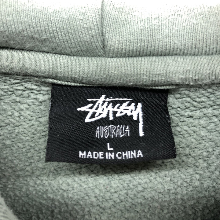 STUSSY sweatshirt pullover hoodie, men's size L cotton Mint green Vintage Second Hand