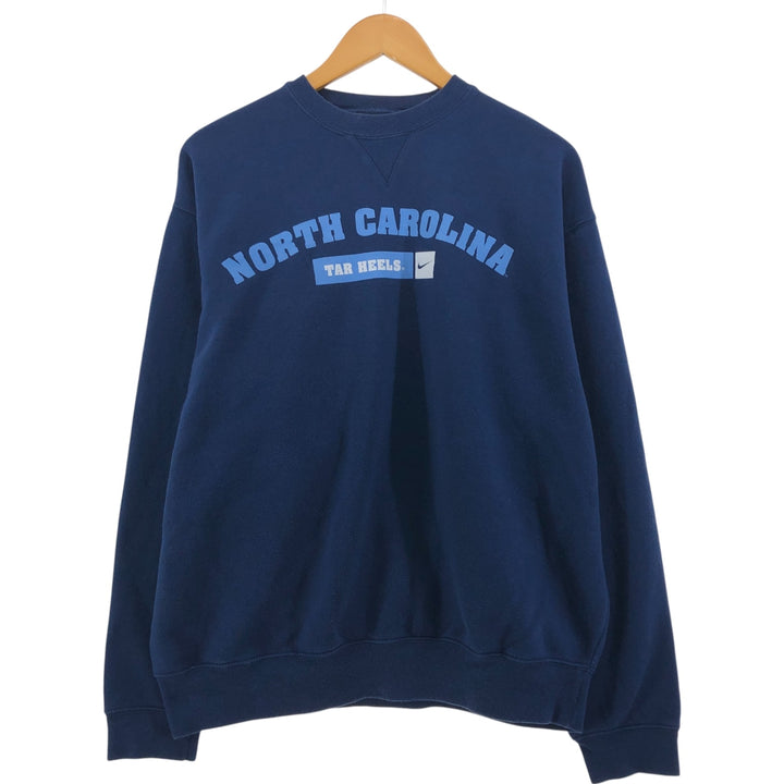 00'S Nike Team North Carolina University College Sweatshirt Trainer Men's L size cotton navy blue type Vintage Second Hand