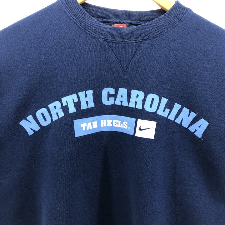 00'S Nike Team North Carolina University College Sweatshirt Trainer Men's L size cotton navy blue type Vintage Second Hand